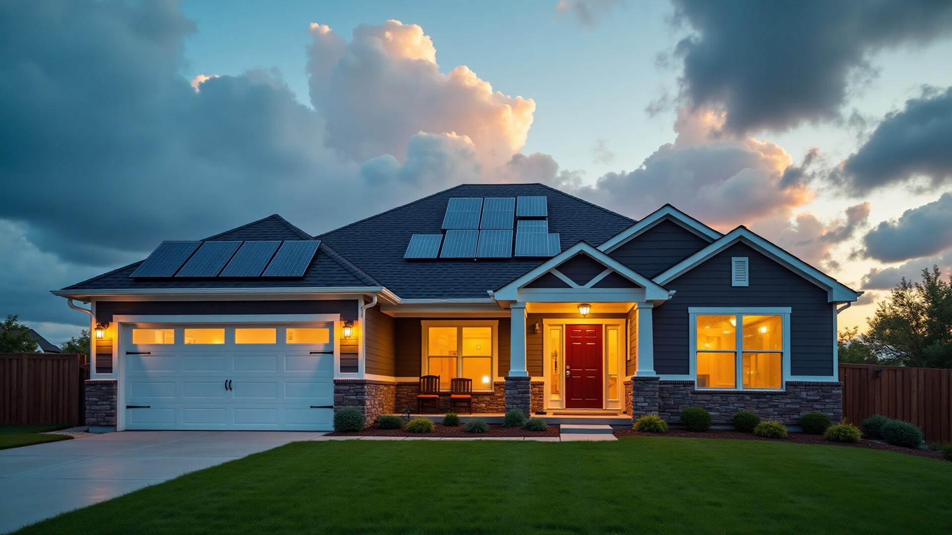 American home with solar panels